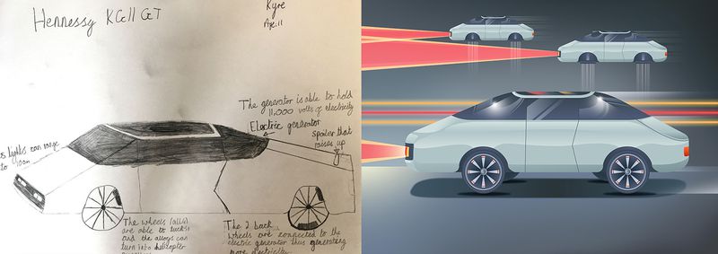 طراحی های کودکان 11 ساله از خودروهای آینده